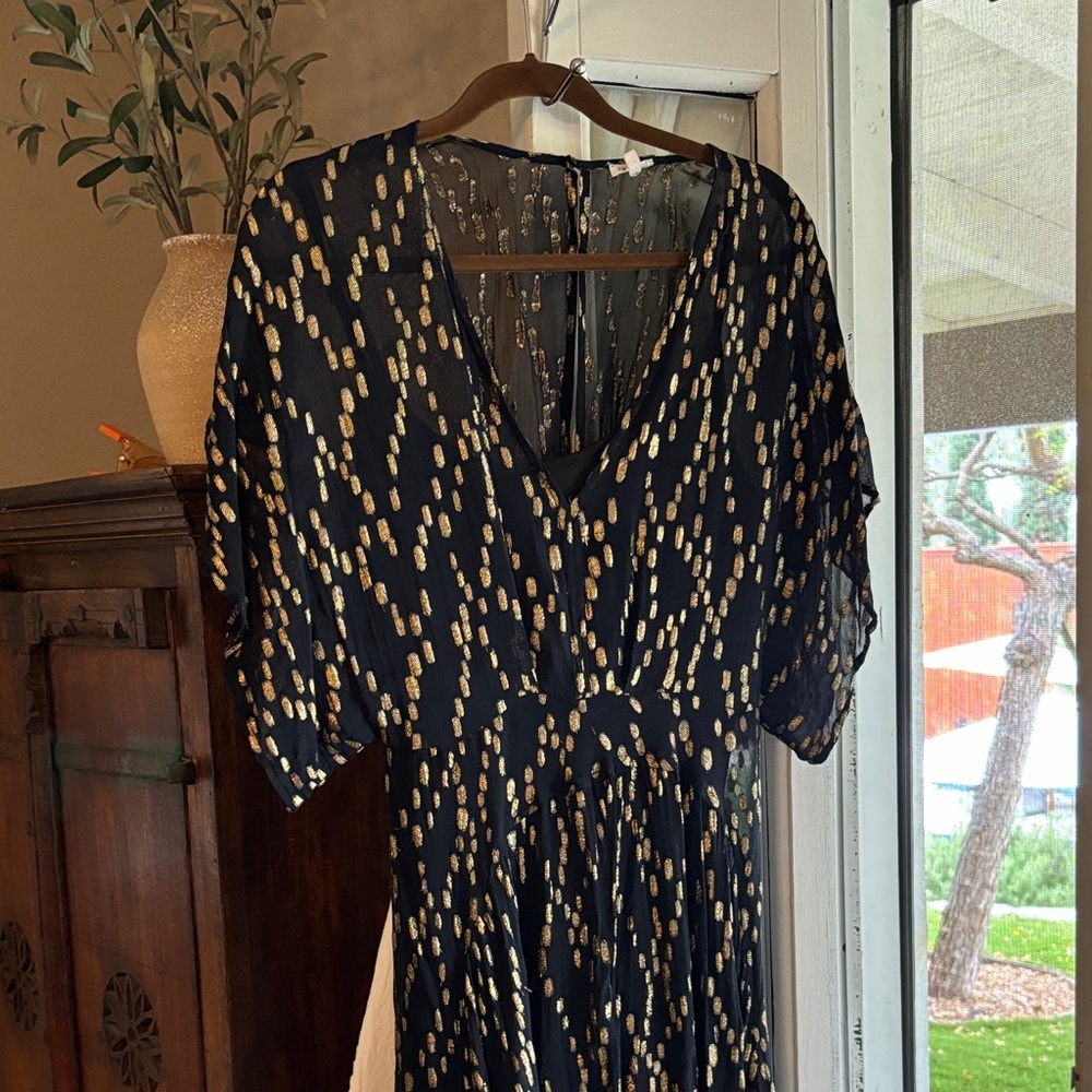 Black & Gold V-Neck Women’s Dress